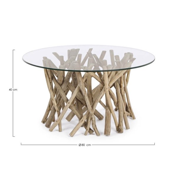 Alternative view of Tavolino in Teak Marrone Rustico da Interno Ø80 cm - KAI