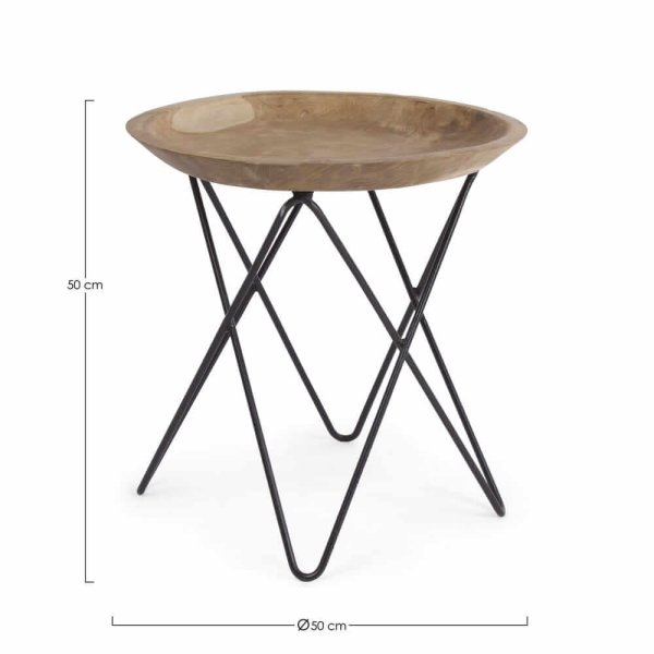Alternative view of Tavolino Rotondo in Teak Naturale Industriale 50 cm - LUNA