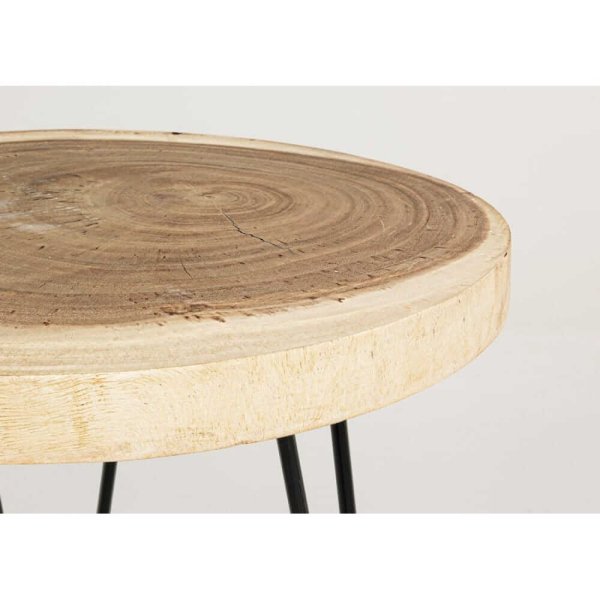 Alternative view of Set 2 Tavolini Legno Nero Industriale da Interno 56 cm - WOODSTOCK