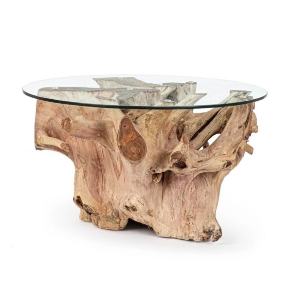 Tavolino Teak Marrone Rustico da Interno Ø80 cm - XANDER