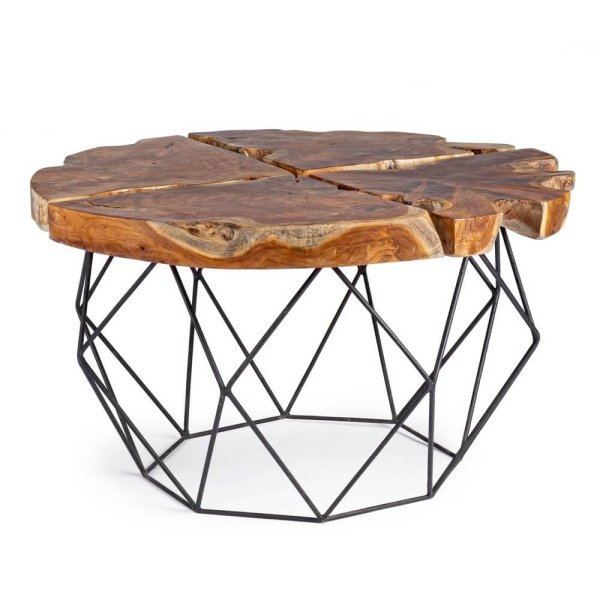 Tavolino in Teak Marrone Industriale da Interno 80 cm - IVY