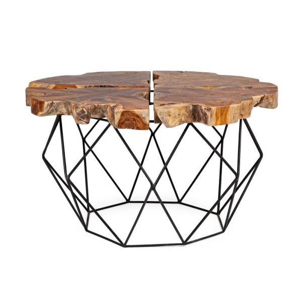 Alternative view of Tavolino in Teak Marrone Industriale da Interno 80 cm - IVY
