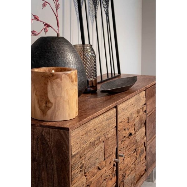 Alternative view of Candela in Teak Marrone Rustica da Interno 20 cm - KELLY