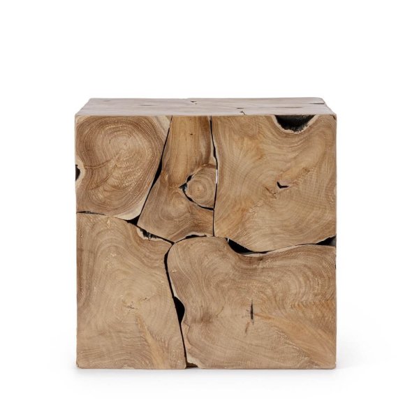Alternative view of Tavolino in Teak Marrone Rustico da Interni 40x40 - MIRANDA