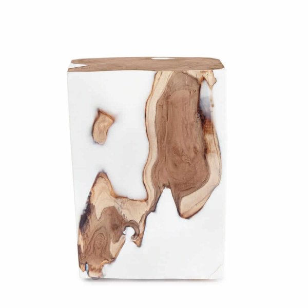 Alternative view of Tavolino in Teak Bianco Moderno da Interno 30x30 - FROSTY