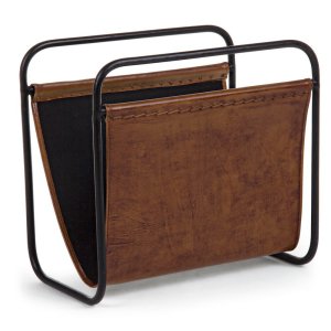 Set 2 Porta Riviste Pelle Marrone Industriale da Interno - ROSA