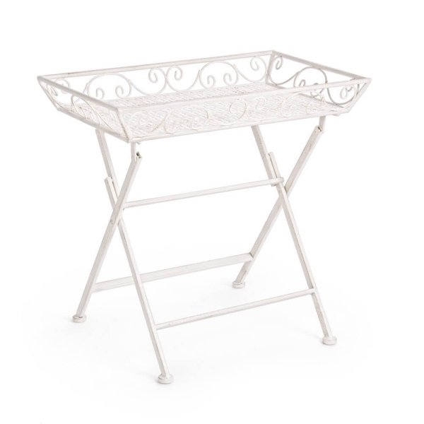 Set 2 Tavolini Rettangolari Acciaio Bianco Stile Rustico - IRENE