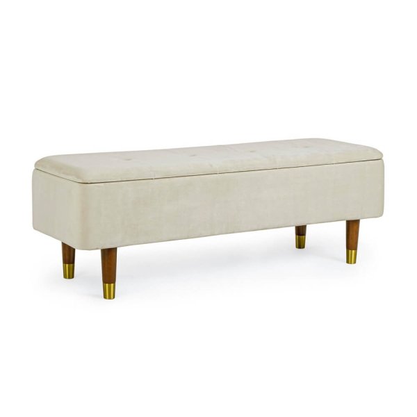 Panca Contenitore Velluto Beige Moderno da Interno - COMFY