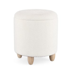 Sgabello Contenitore Bouclé Bianco Moderno da Interno - MILO