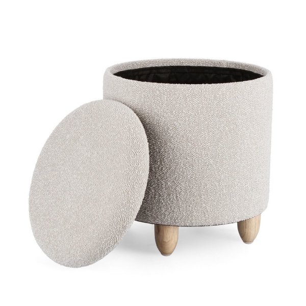 Alternative view of Sgabello Contenitore Bouclé Grigio Moderno da Interno - MILO