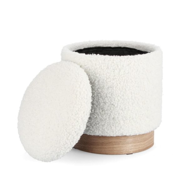 Alternative view of Pouf Contenitore Bouclé Bianco Moderno da Interno - BRI