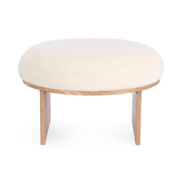 Alternative view of Sgabello Tessuto Bouclé Bianco Legno Moderno da Interno - RYAN