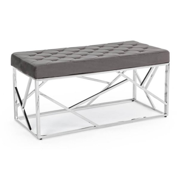 Panca Velluto Grigio Moderno da Interno 97x44 - GAVIN