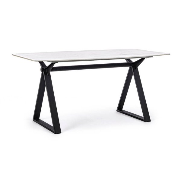Tavolo Vetro Nero Moderno da Interno 160x90 cm - LUNA