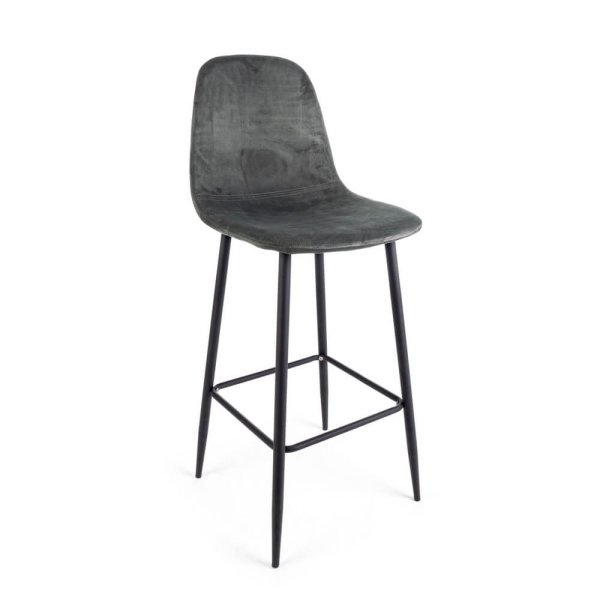 Set 2 Sgabelli Bar Velluto Tortora Moderni da Interno - STRUCTURE