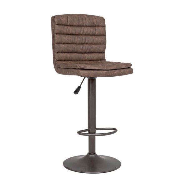 Set 2 Sgabelli Bar Ecopelle Grigia Vintage da Interno - KATELYN
