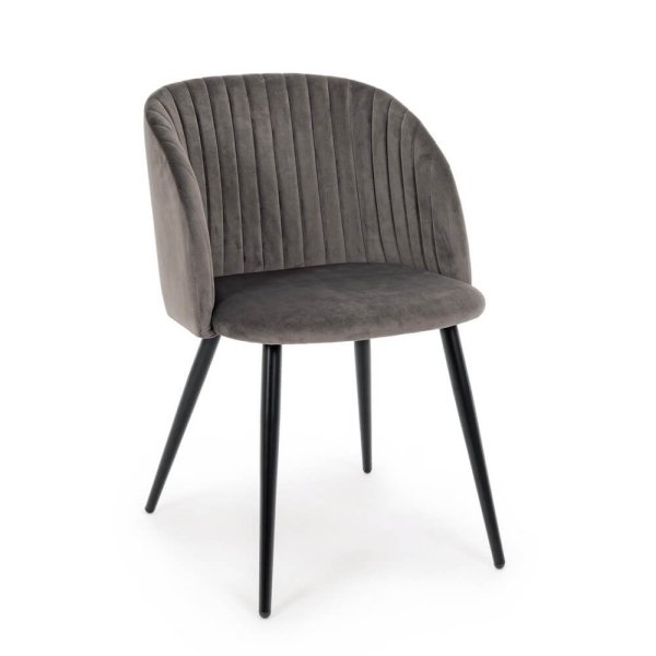 Set 2 Sedie Velluto Tortora Moderno da Interno - FELICIA