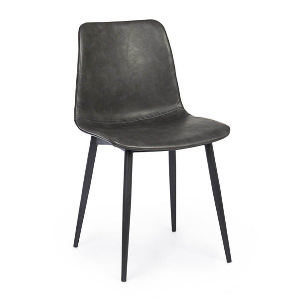 Set 2 Sedie Ecopelle Vintage Nero Moderno da Interno - NATALIA