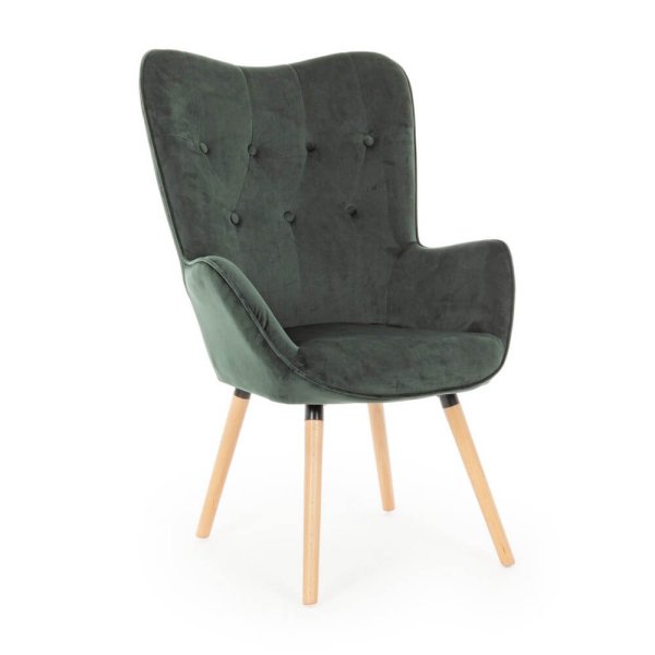 Poltrona di design moderno in Velluto - ANNA - Verde Scuro