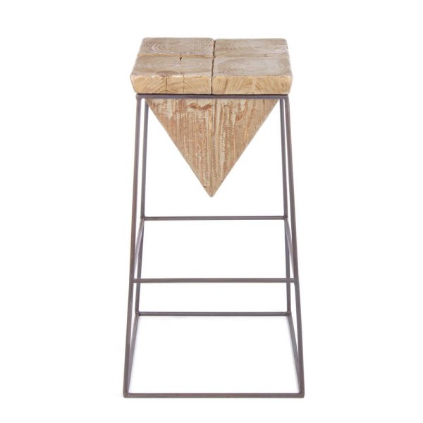 Alternative view of Sgabello Bar Legno Marrone Industriale da Interno H70 - SAMUEL