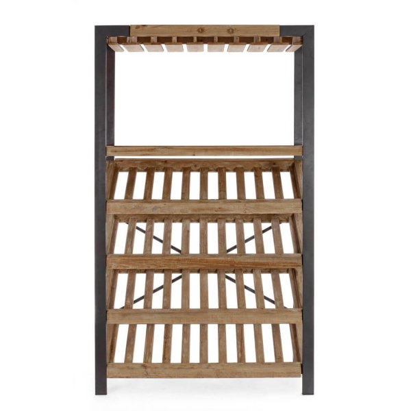 Alternative view of Mobile Portabottiglie Legno Nero Industriale da Interno - MASON