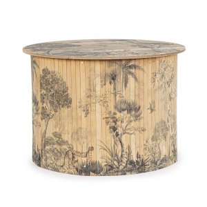 Tavolino Legno Bambù Marrone Boho da Interno Ø58xH40 - STARDUST