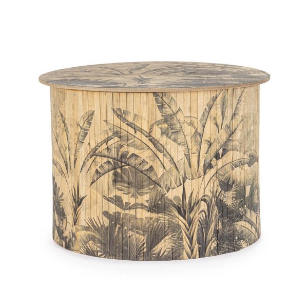 Tavolino Legno Bamboo Marrone Boho da Interno Ø58 H40 - STARDUST