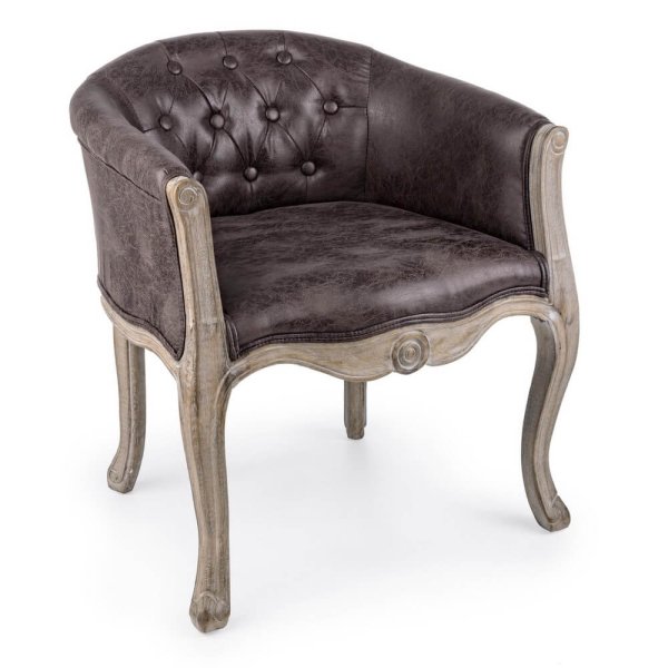 Set 2 Poltrone in Similpelle Grigio Stile Classico da Interno - MAXWELL