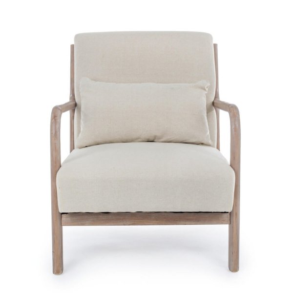 Alternative view of Poltrona Tessuto Bianco Legno Naturale Stile Rustico - MATTHEW