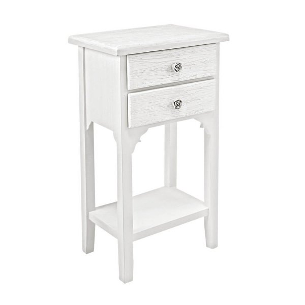 Mobiletto 2 Cassetti Legno Bianco Rustico da Interno - BLAINE
