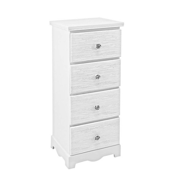Cassettiera 4 Cassetti Legno Bianco Rustica da Interno - BLAINE