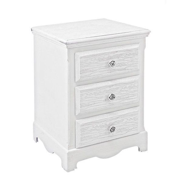 Cassettiera 3 Cassetti Legno Bianco Rustico da Interno - BLAINE