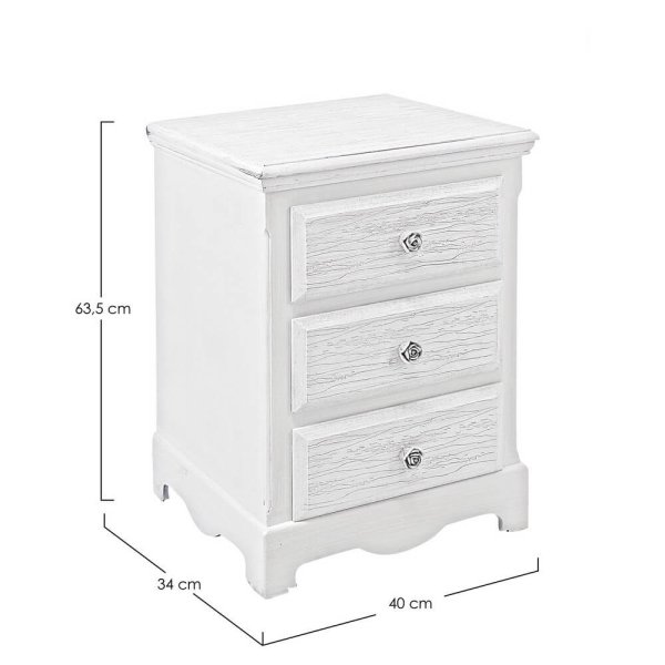 Alternative view of Cassettiera 3 Cassetti Legno Bianco Rustico da Interno - BLAINE
