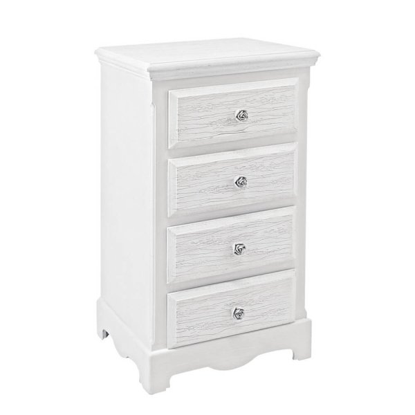 Cassettiera 4 Cassetti Legno Bianco Rustico da Interno - BLAINE