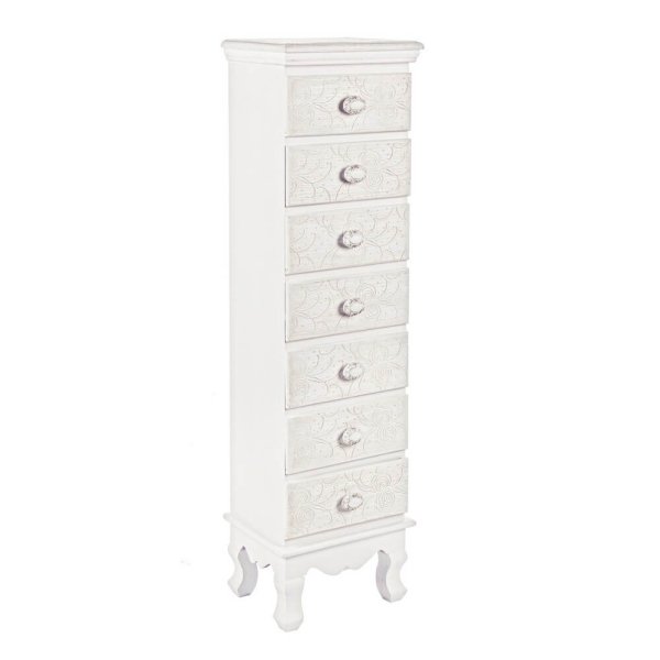Cassettiera Legno Bianco Rustico da Interno - CLARA