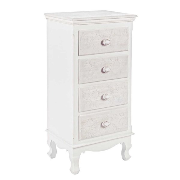 Cassettiera MDF Impiallacciato Bianco Stile Classico da Interno - ALBINE