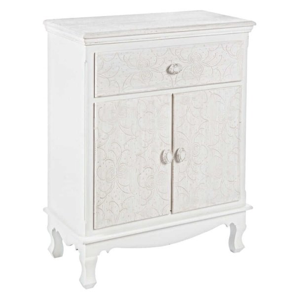 Mobiletto 2 Ante 1 Cassetto MDF Bianco Classico da Interno - ALBINE