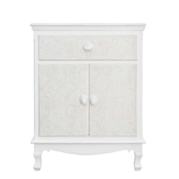 Alternative view of Mobiletto 2 Ante 1 Cassetto MDF Bianco Classico da Interno - ALBINE