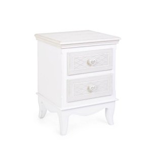 Cassettiera 2 Cassetti Legno Bianco Shabby da Interno - CAROLINE