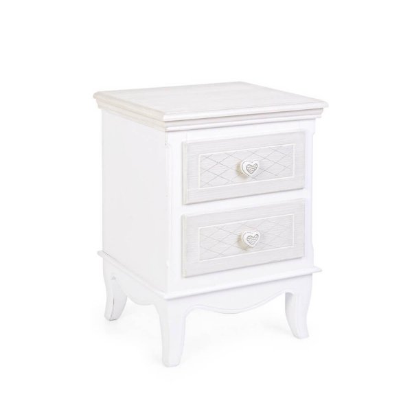 Cassettiera 2 Cassetti Legno Bianco Shabby da Interno - CAROLINE