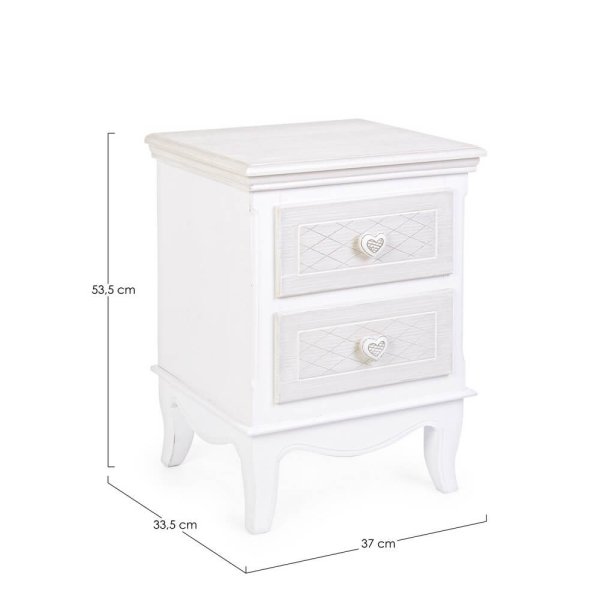 Alternative view of Cassettiera 2 Cassetti Legno Bianco Shabby da Interno - CAROLINE