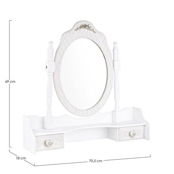 Alternative view of Set 2 Alzate con Specchio Legno Bianco Rustico da Interno - CAROLINE