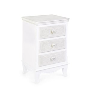 Cassettiera Legno Bianco Stile Romantico da Interno - CAROLINE