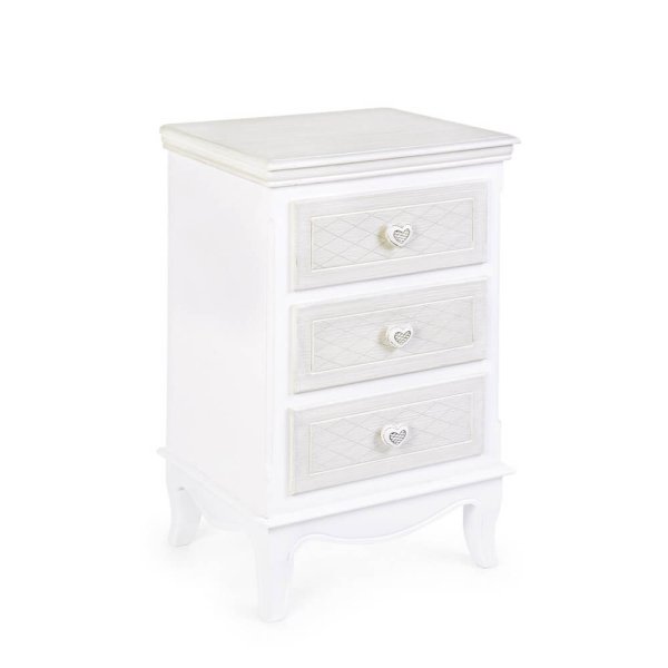 Cassettiera Legno Bianco Stile Romantico da Interno - CAROLINE
