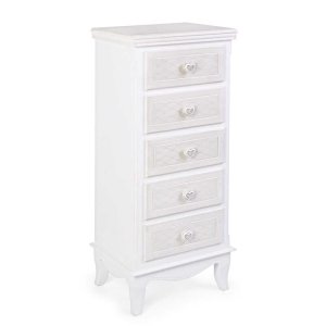 Cassettiera MDF Impiallacciato Bianca Stile Shabby da Interno - ADELINE
