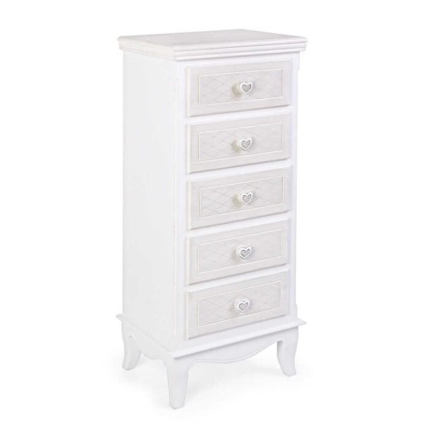 Cassettiera MDF Impiallacciato Bianca Stile Shabby da Interno - ADELINE