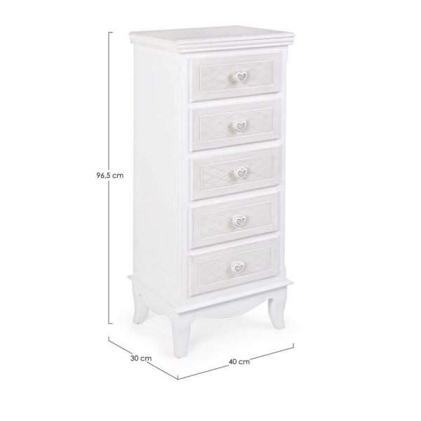 Alternative view of Cassettiera MDF Impiallacciato Bianca Stile Shabby da Interno - ADELINE
