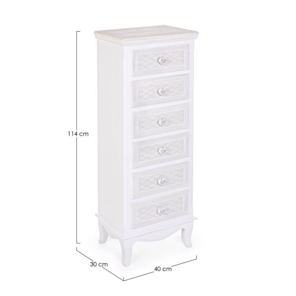 Alternative view of Cassettiera 6 Cassetti Legno Bianco Rustico da Interno - CAROLINE