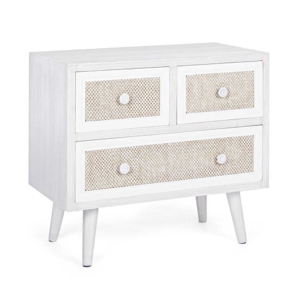 Cassettiera MDF Impiallacciato Bianco Rustico da Interno - EVERETT