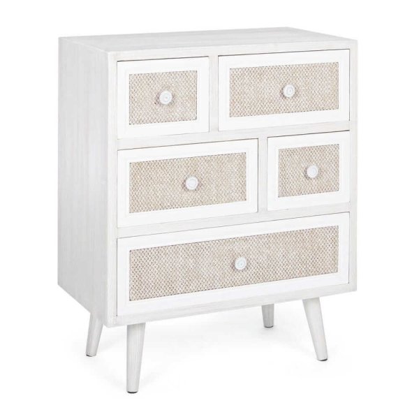 Cassettiera Legno Bianco Rustico da Interno - EVERETT